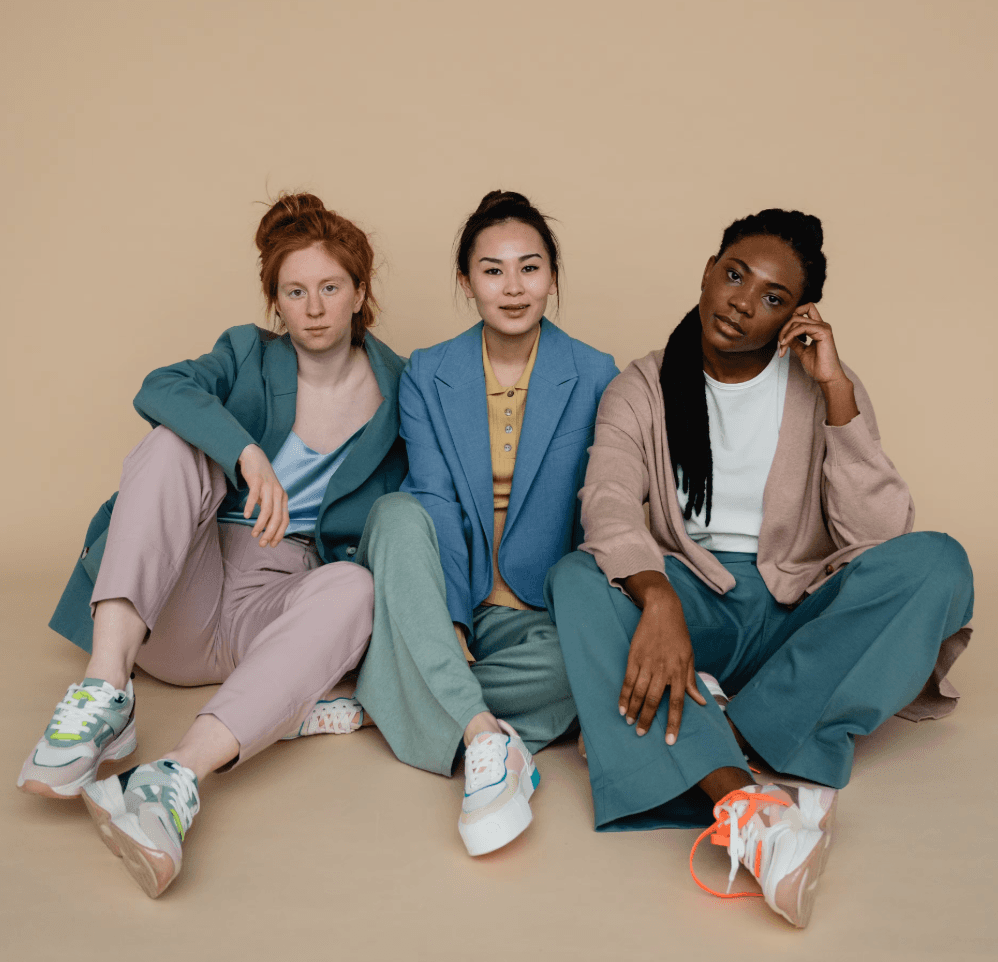 Three women seated together
